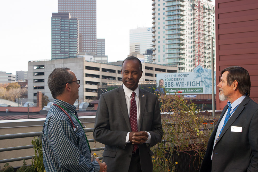 Ben Carson at the Stout Street Lofts with CCH staff