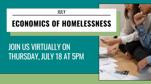 Economics of Homeless text overlaid on two people working on documents